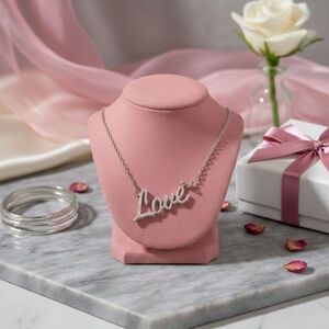Silver 'Love' Script Pendant Necklace - Women's Silver Statement Jewelry